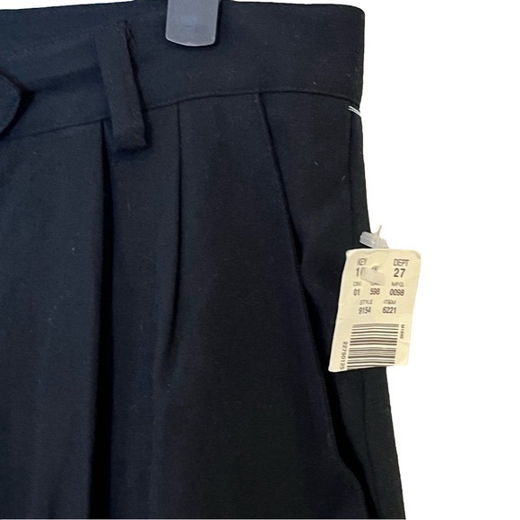 VINTAGE Jacklyn Smith Classic Black Pleated Trousers Tapered Gold Knot Button 30 - Picture 4 of 6